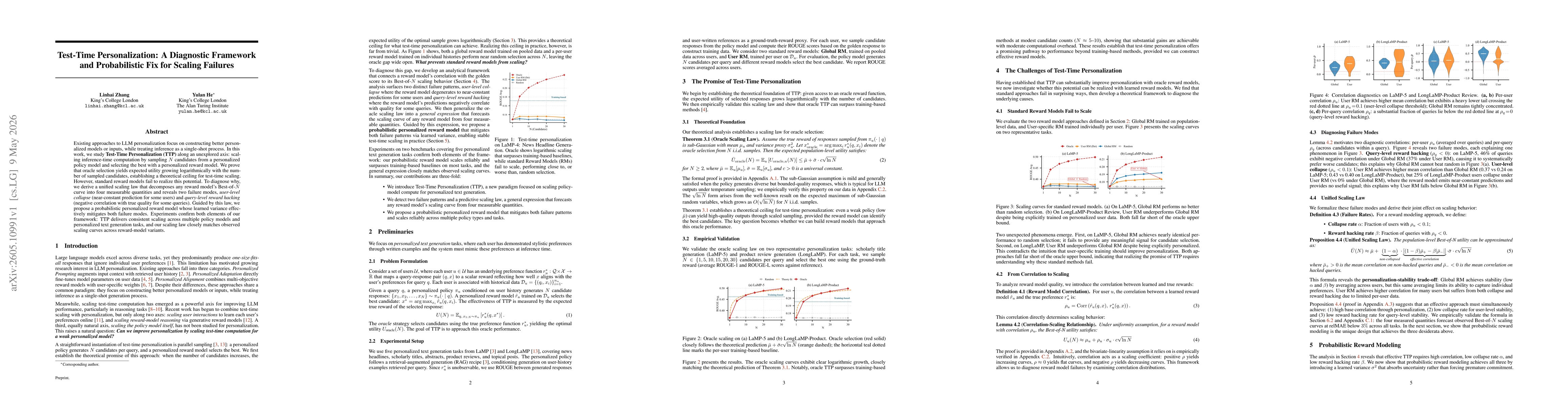 Thumbnail for Test-Time Personalization: A Diagnostic Framework and Probabilistic Fix for Scaling Failures