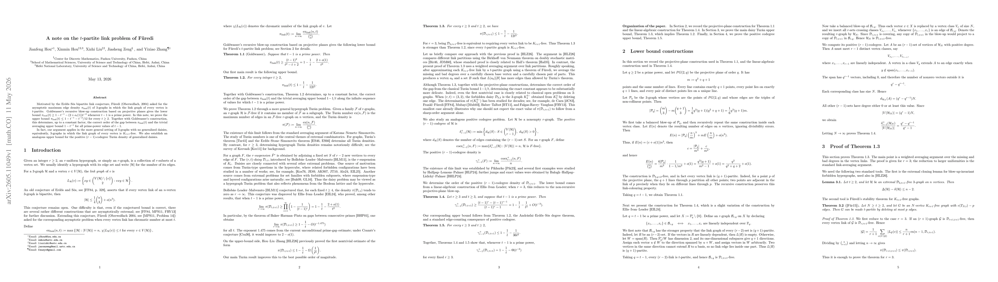 Thumbnail for A note on the $t$-partite link problem of Füredi