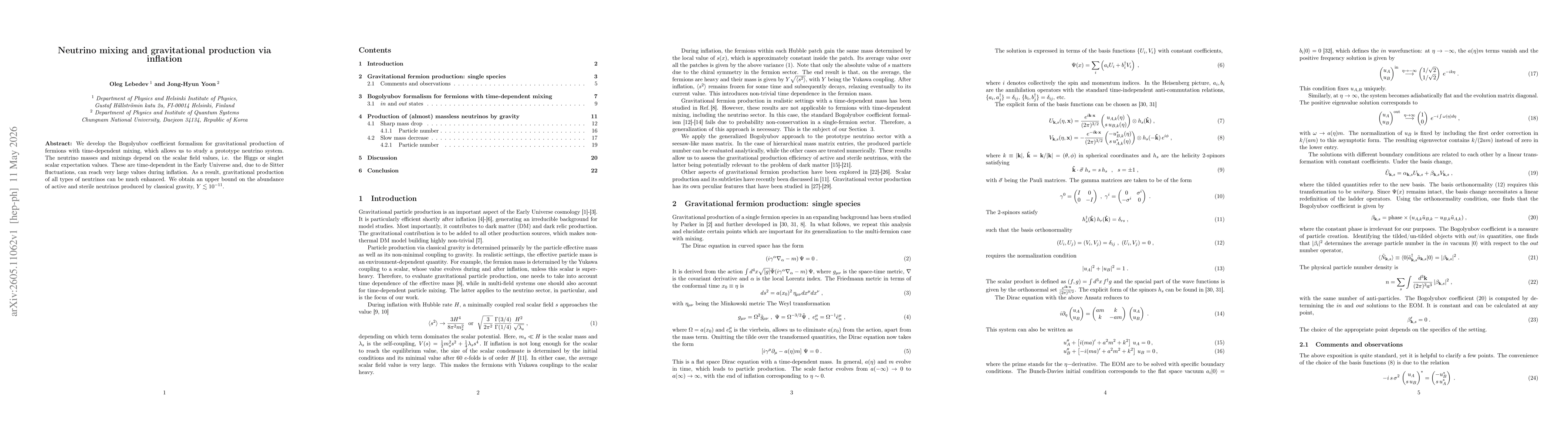 Thumbnail for Neutrino mixing and gravitational production via inflation