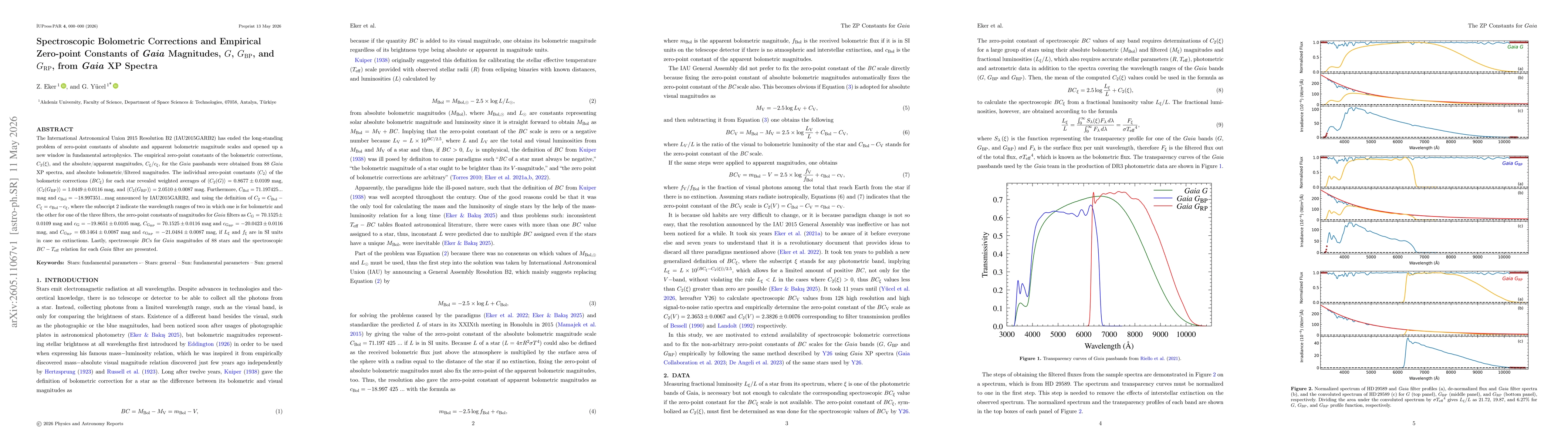 Thumbnail for Spectroscopic Bolometric Corrections and Empirical Zero-point Constants of \textit{Gaia} Magnitudes, $G$, $G_{\rm BP}$, and $G_{\rm RP}$, from \textit{Gaia} XP Spectra