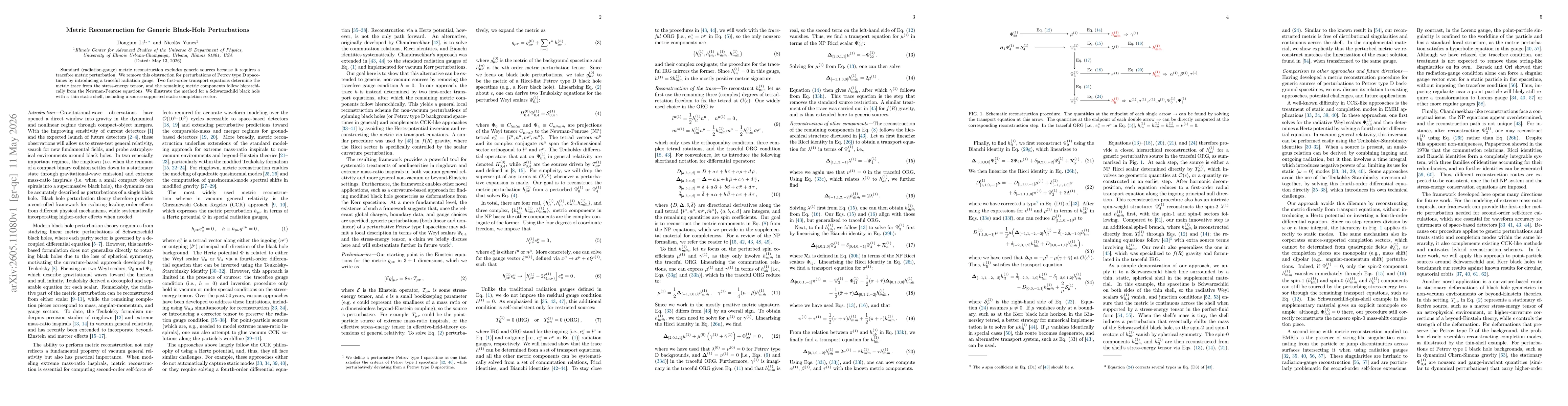 Thumbnail for Metric Reconstruction for Generic Black-Hole Perturbations