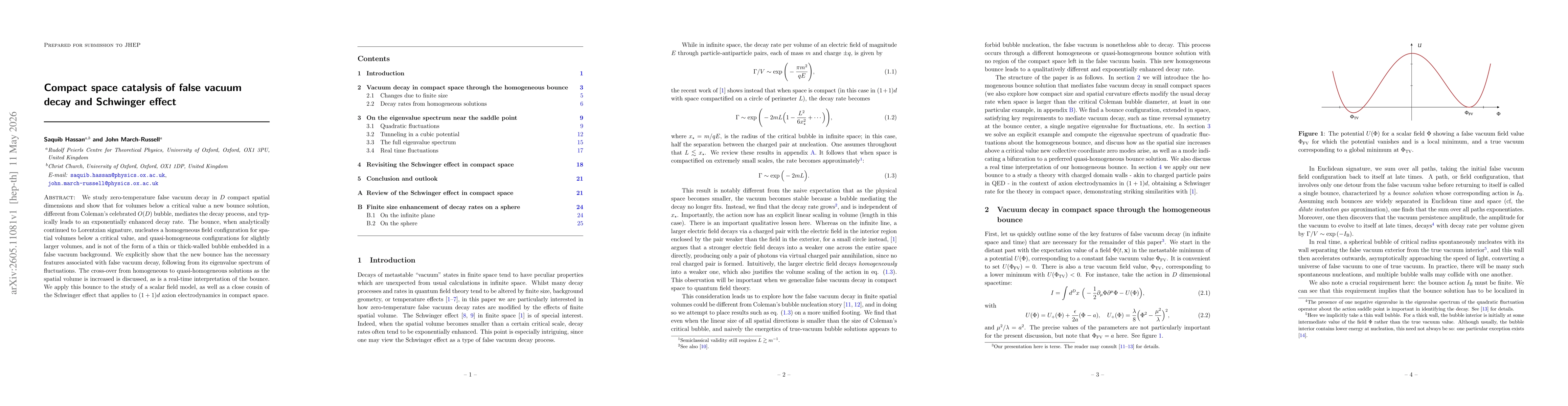 Thumbnail for Compact space catalysis of false vacuum decay and Schwinger effect
