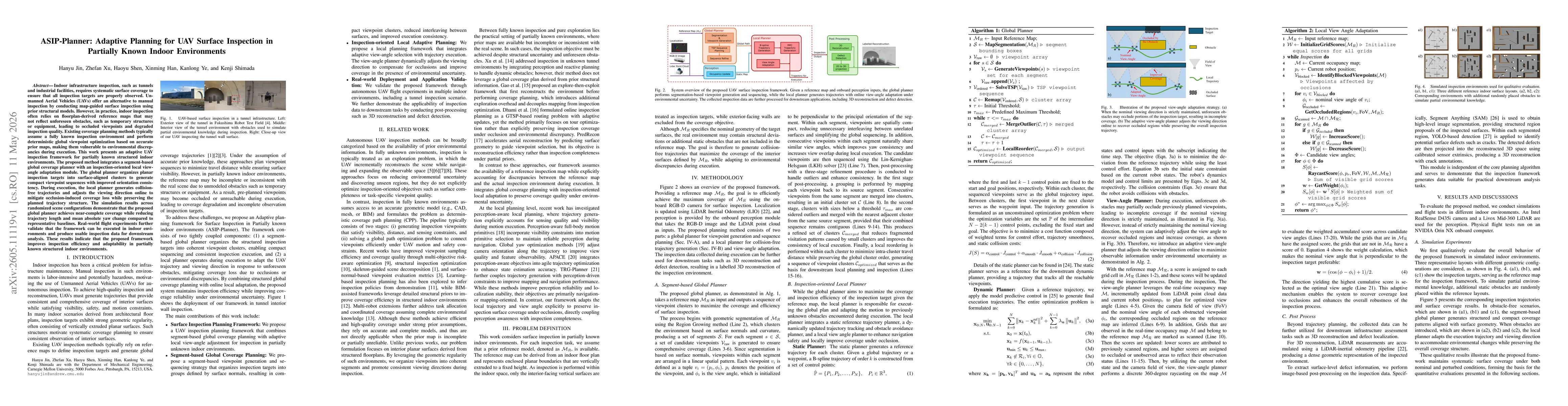 Thumbnail for ASIP-Planner: Adaptive Planning for UAV Surface Inspection in Partially Known Indoor Environments