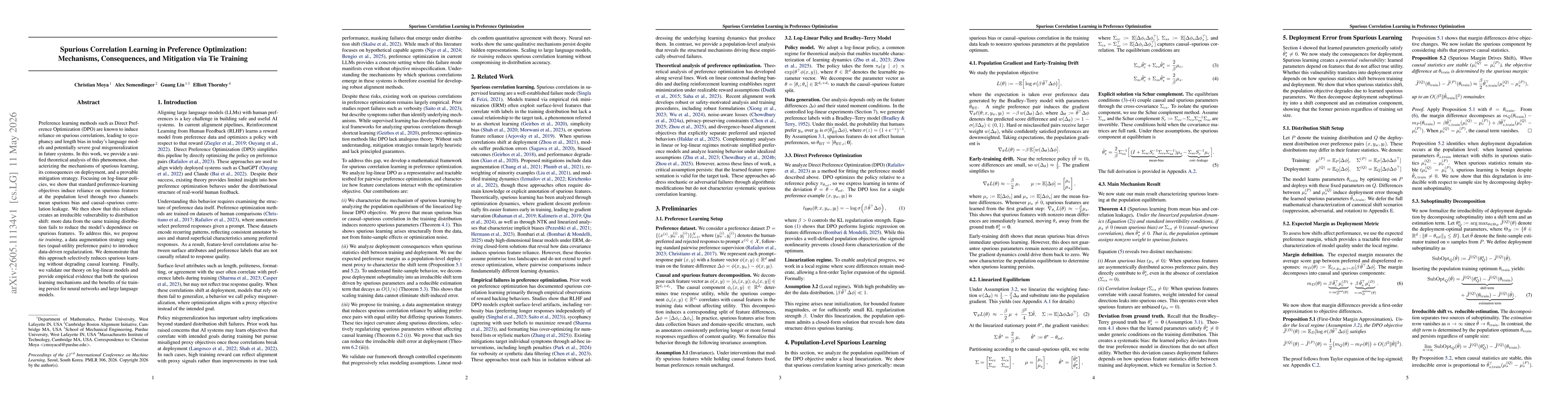 Thumbnail for Spurious Correlation Learning in Preference Optimization: Mechanisms, Consequences, and Mitigation via Tie Training
