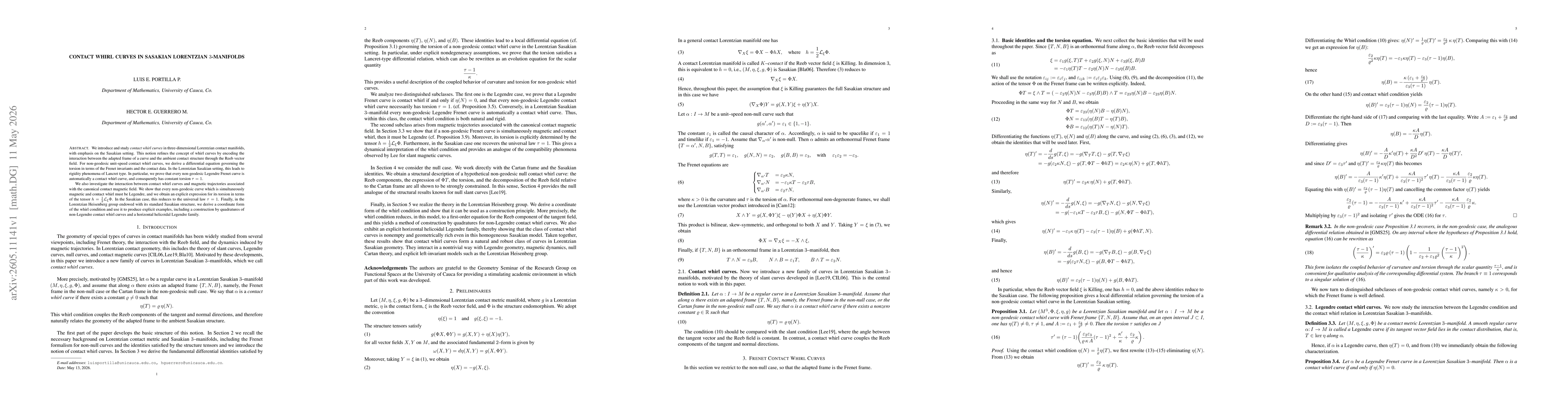 Thumbnail for Contact Whirl Curves in Sasakian Lorentzian 3-Manifolds