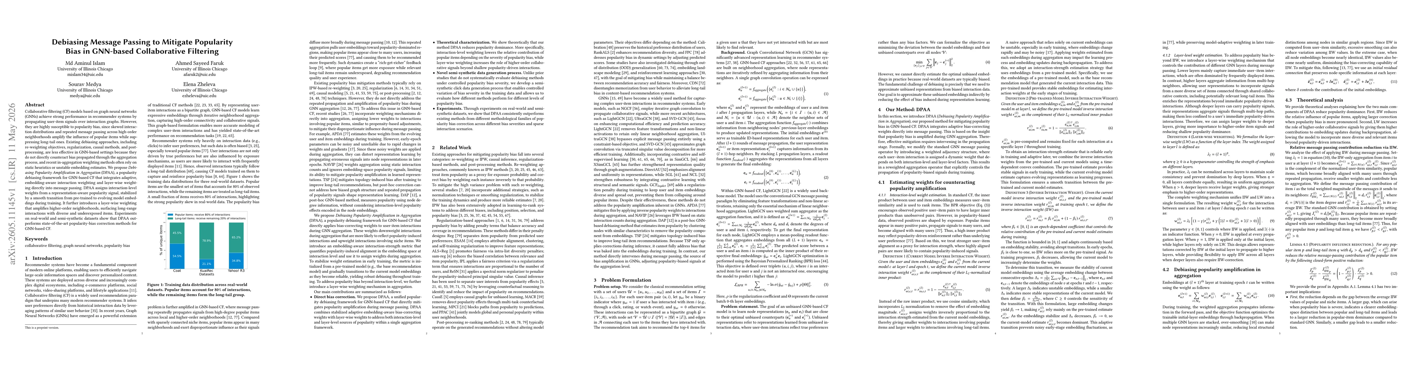 Thumbnail for Debiasing Message Passing to Mitigate Popularity Bias in GNN-based Collaborative Filtering