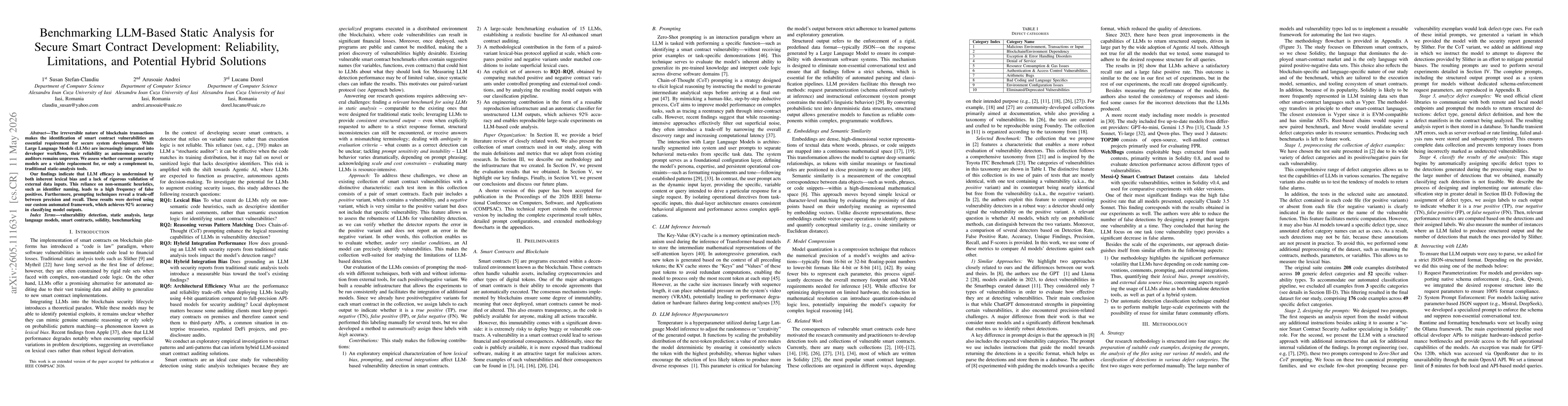 Thumbnail for Benchmarking LLM-Based Static Analysis for Secure Smart Contract Development: Reliability, Limitations, and Potential Hybrid Solutions