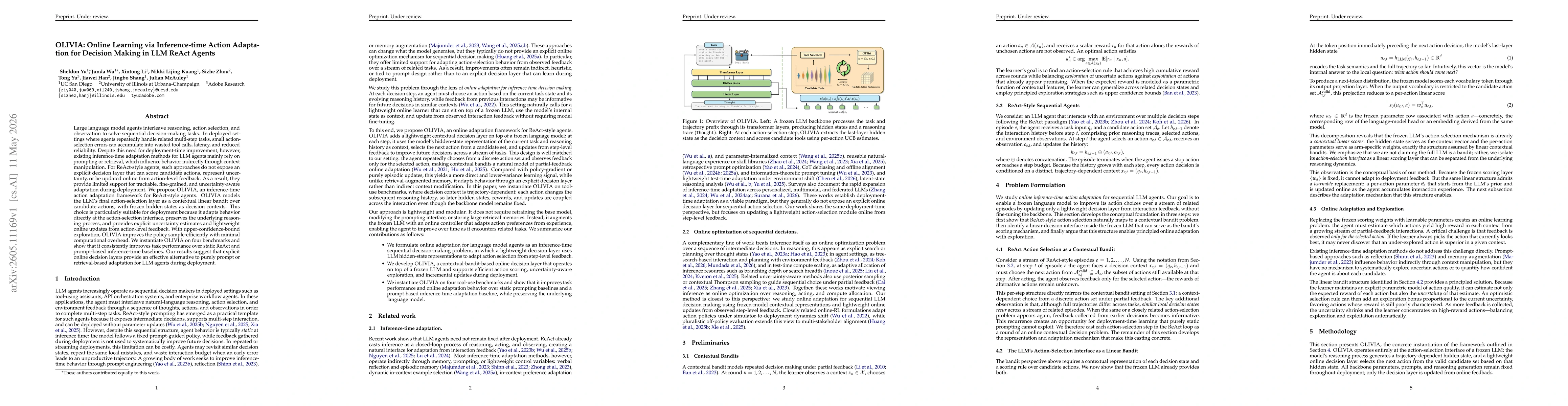 Thumbnail for OLIVIA: Online Learning via Inference-time Action Adaptation for Decision Making in LLM ReAct Agents