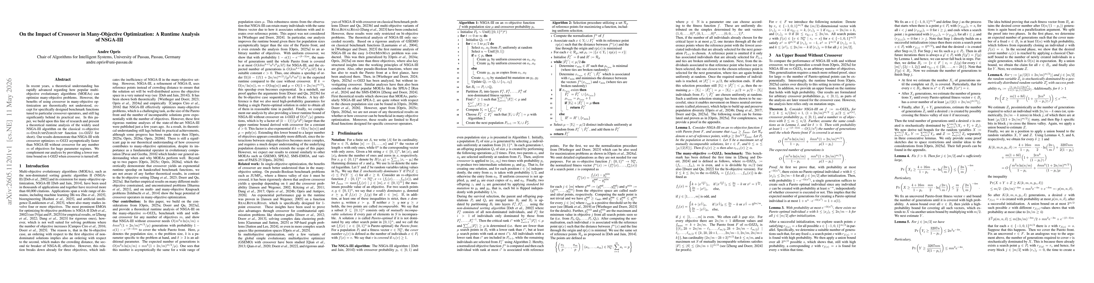 Thumbnail for On the Impact of Crossover in Many-Objective Optimization: A Runtime Analysis of NSGA-III