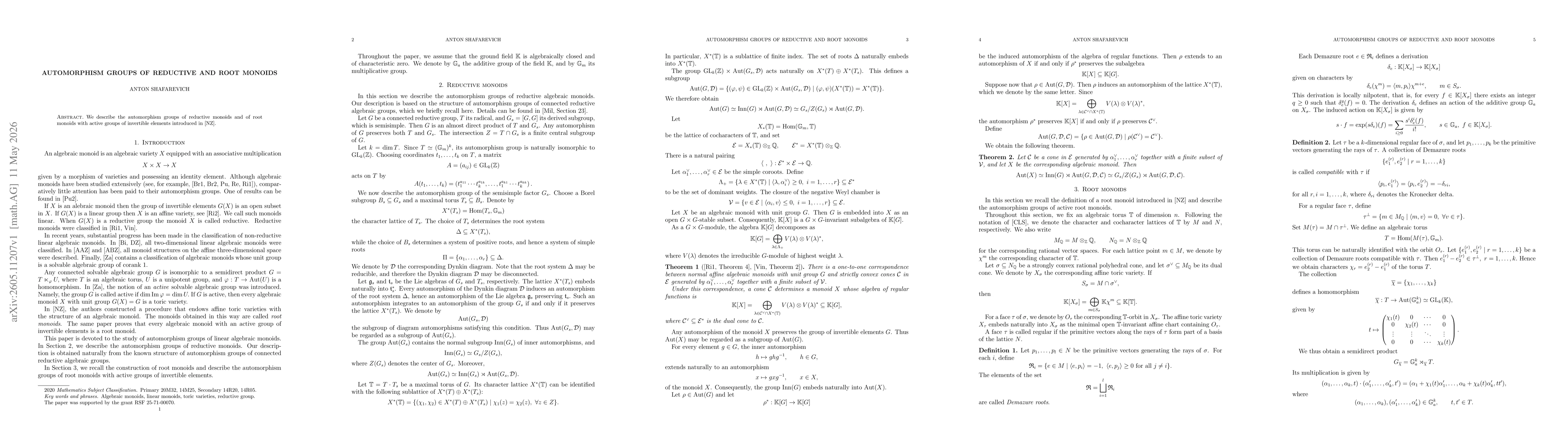 Thumbnail for Automorphism Groups of Reductive and Root Monoids