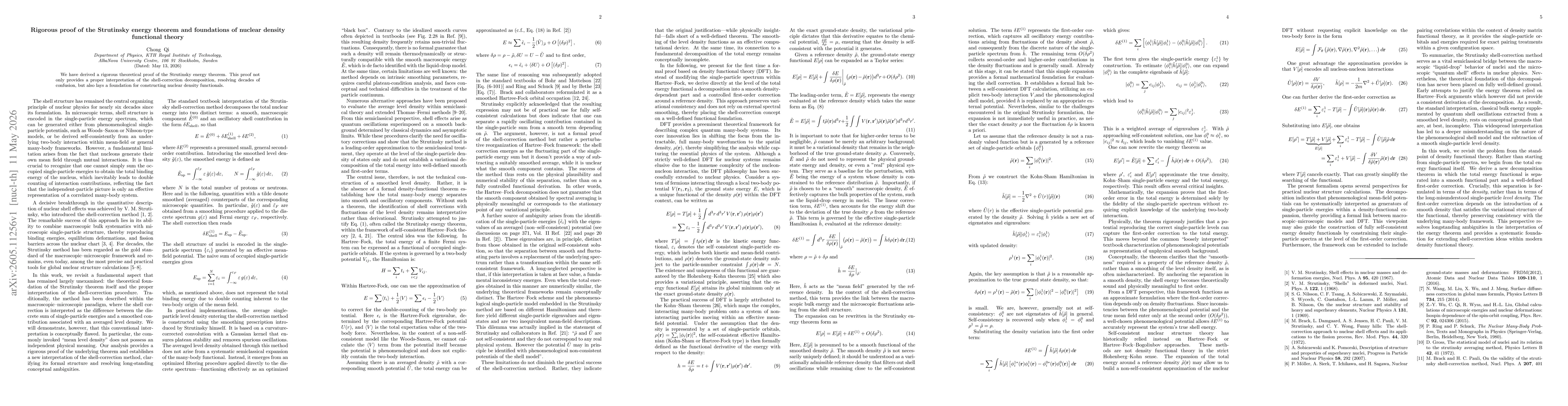 Thumbnail for Rigorous proof of the Strutinsky energy theorem and foundations of nuclear density functional theory