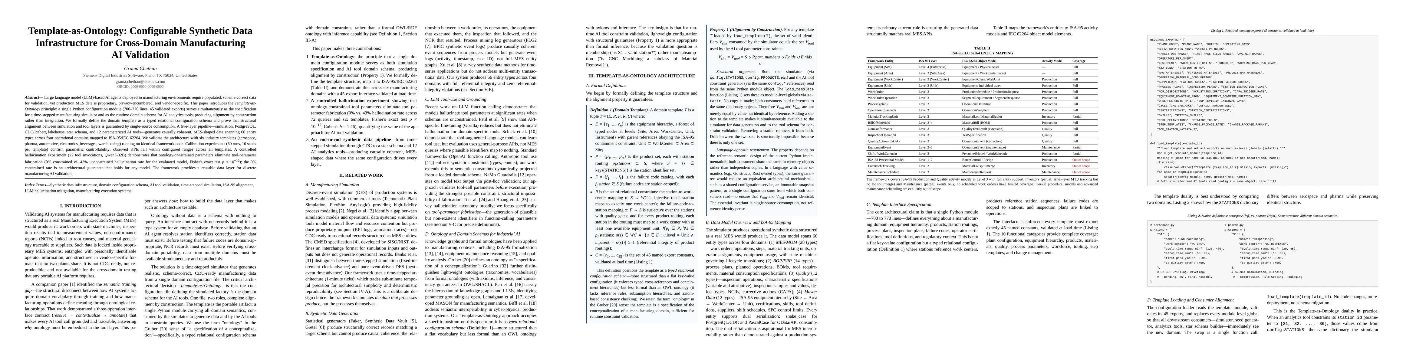 Thumbnail for Template-as-Ontology: Configurable Synthetic Data Infrastructure for Cross-Domain Manufacturing AI Validation