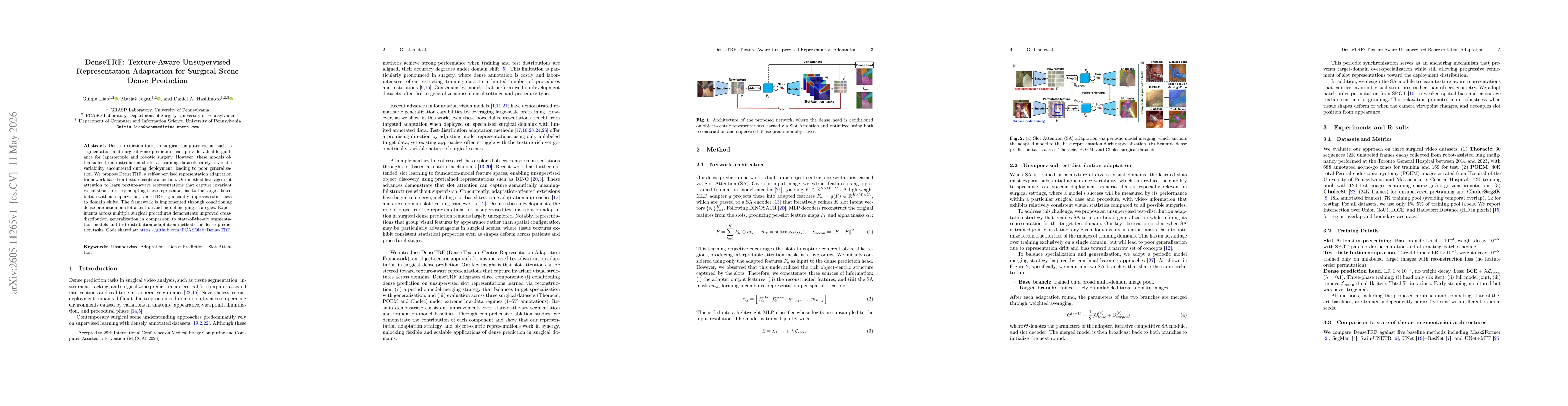 Thumbnail for DenseTRF: Texture-Aware Unsupervised Representation Adaptation for Surgical Scene Dense Prediction