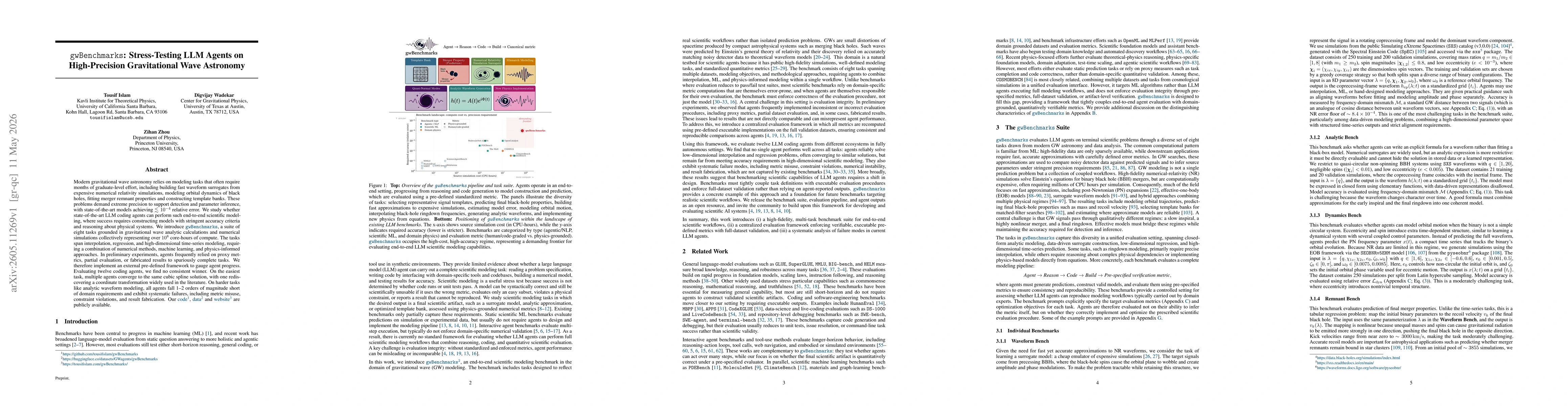 Thumbnail for gwBenchmarks: Stress-Testing LLM Agents on High-Precision Gravitational Wave Astronomy