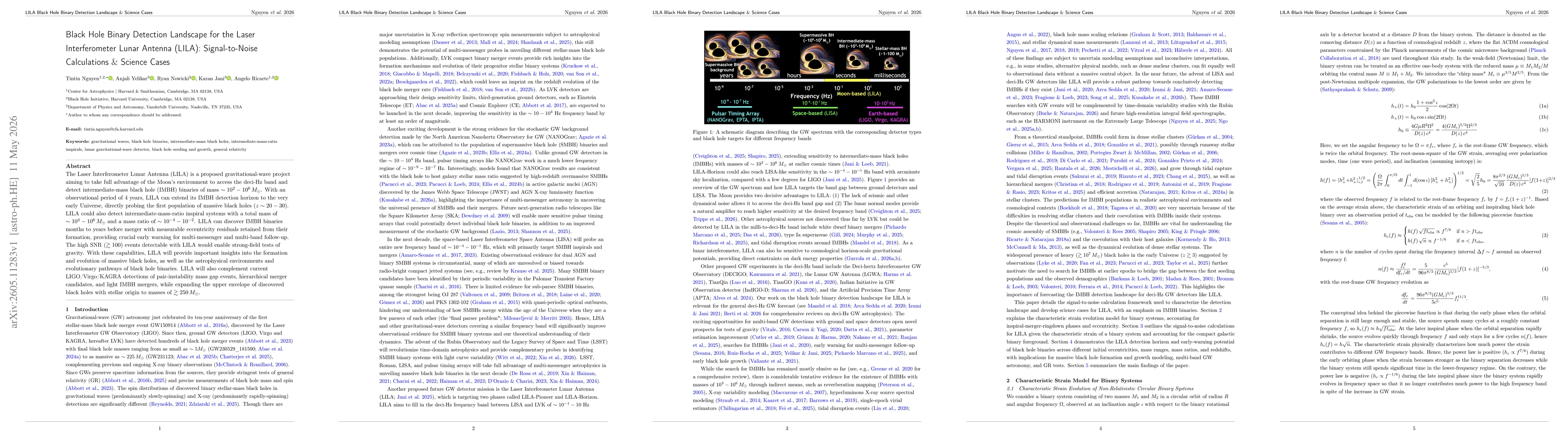Thumbnail for Black Hole Binary Detection Landscape for the Laser Interferometer Lunar Antenna (LILA): Signal-to-Noise Calculations & Science Cases