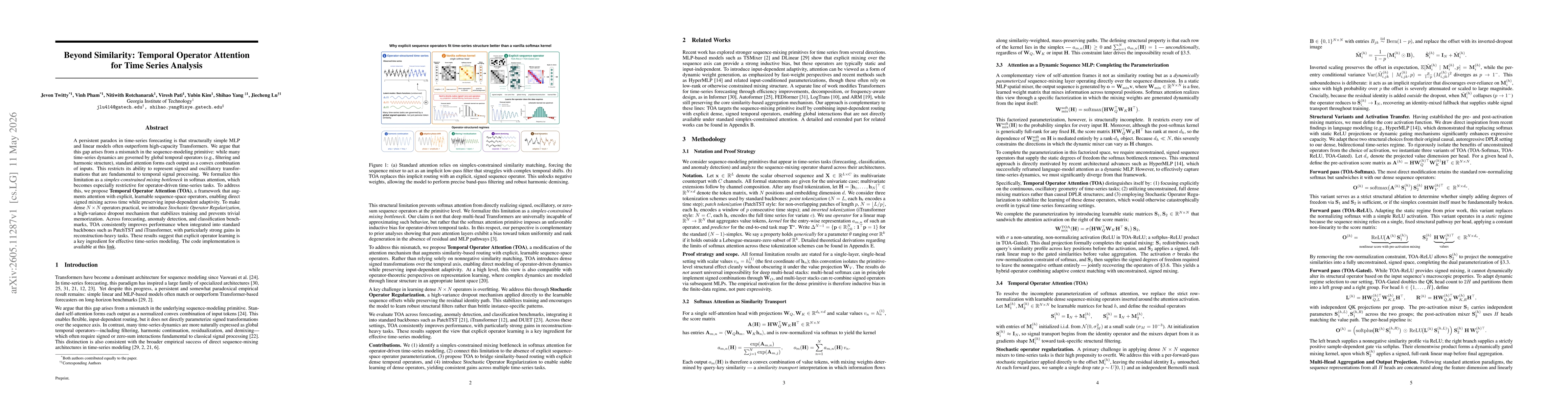 Thumbnail for Beyond Similarity: Temporal Operator Attention for Time Series Analysis