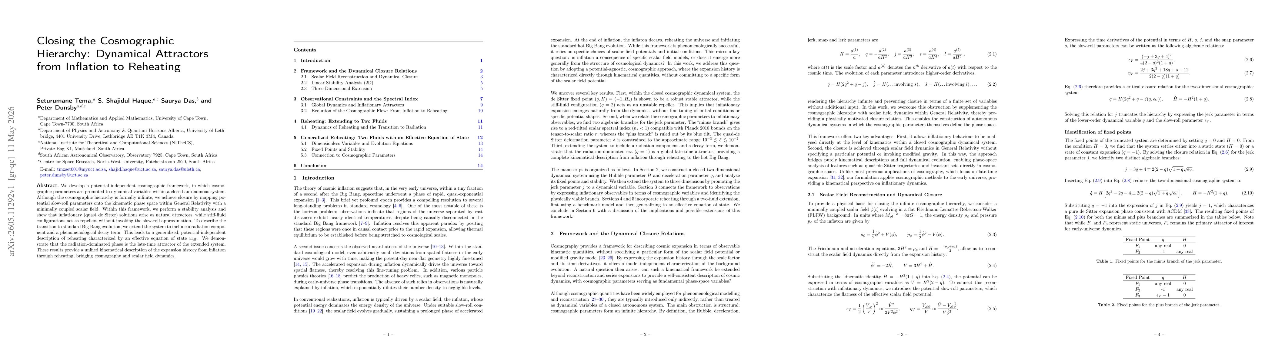 Thumbnail for Closing the Cosmographic Hierarchy: Dynamical Attractors from Inflation to Reheating
