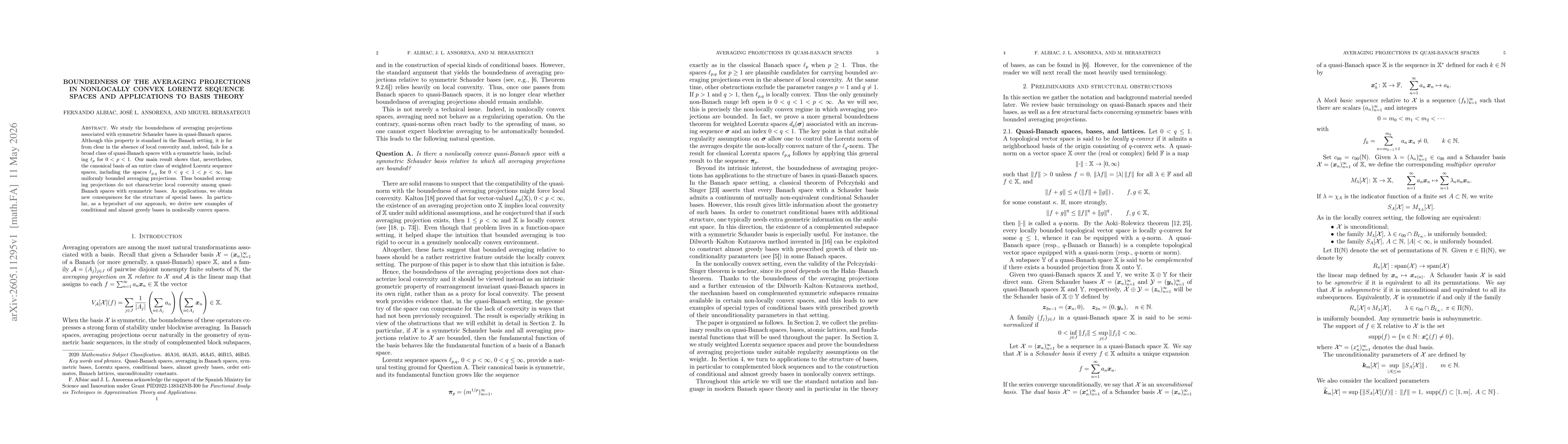 Thumbnail for Boundedness of the averaging projections in nonlocally convex Lorentz sequence spaces and applications to basis theory