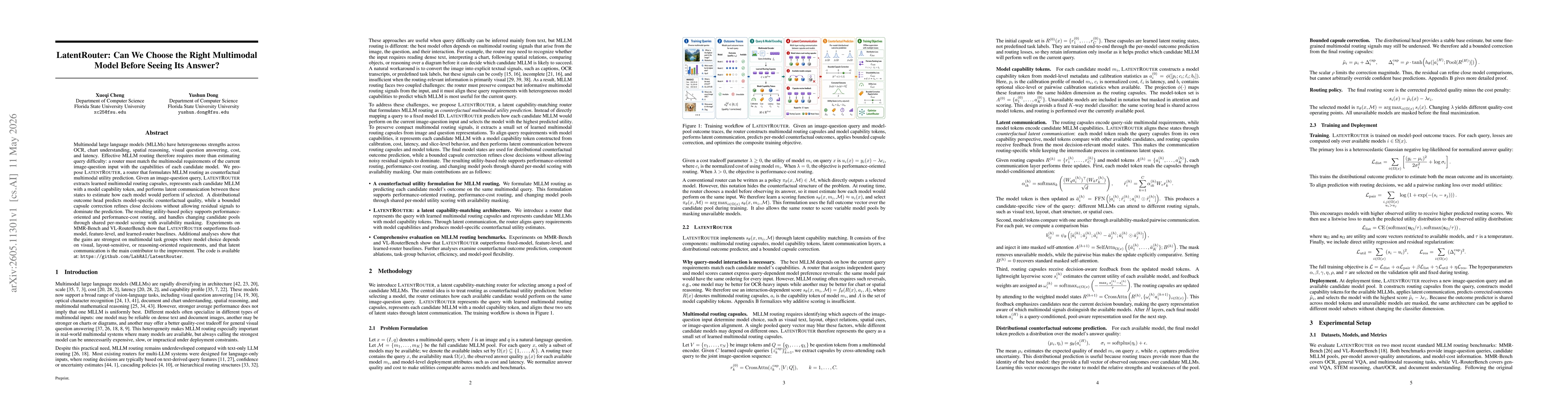Thumbnail for LatentRouter: Can We Choose the Right Multimodal Model Before Seeing Its Answer?