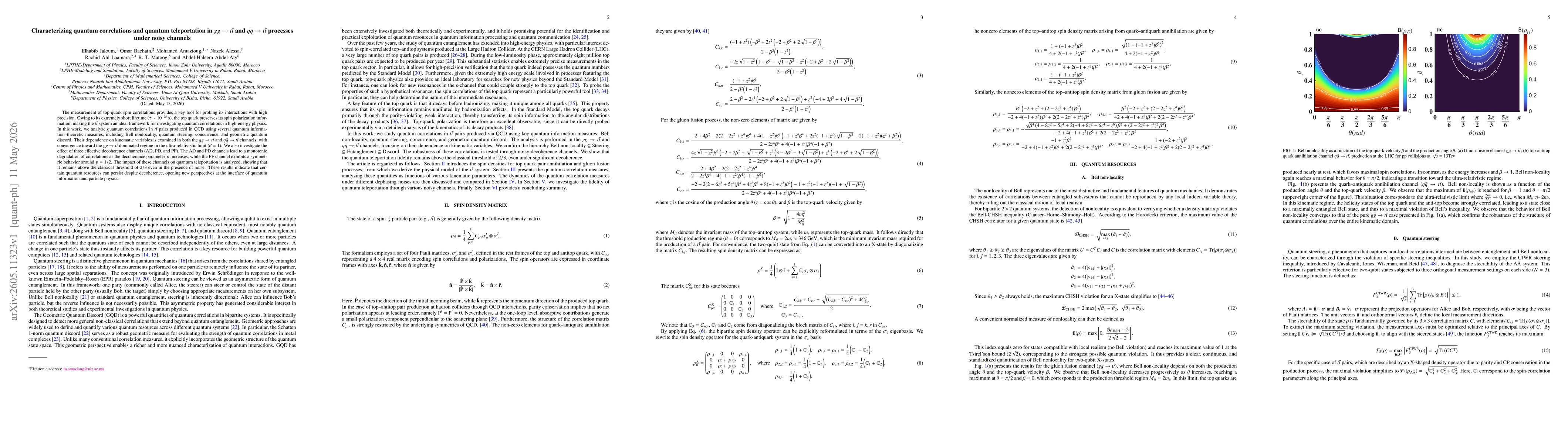 Thumbnail for Characterizing quantum correlations and quantum teleportation in $gg \to t\bar{t}$ and $q\bar{q} \to t\bar{t}$ processes under noisy channels