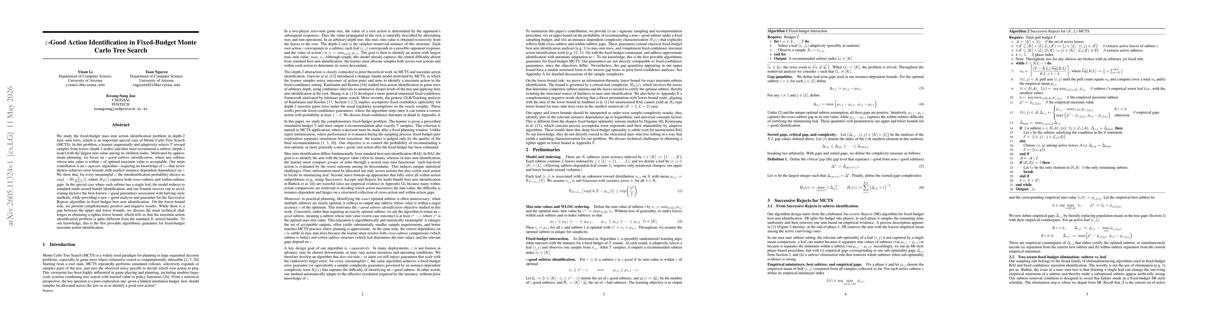 Thumbnail for $\varepsilon$-Good Action Identification in Fixed-Budget Monte Carlo Tree Search