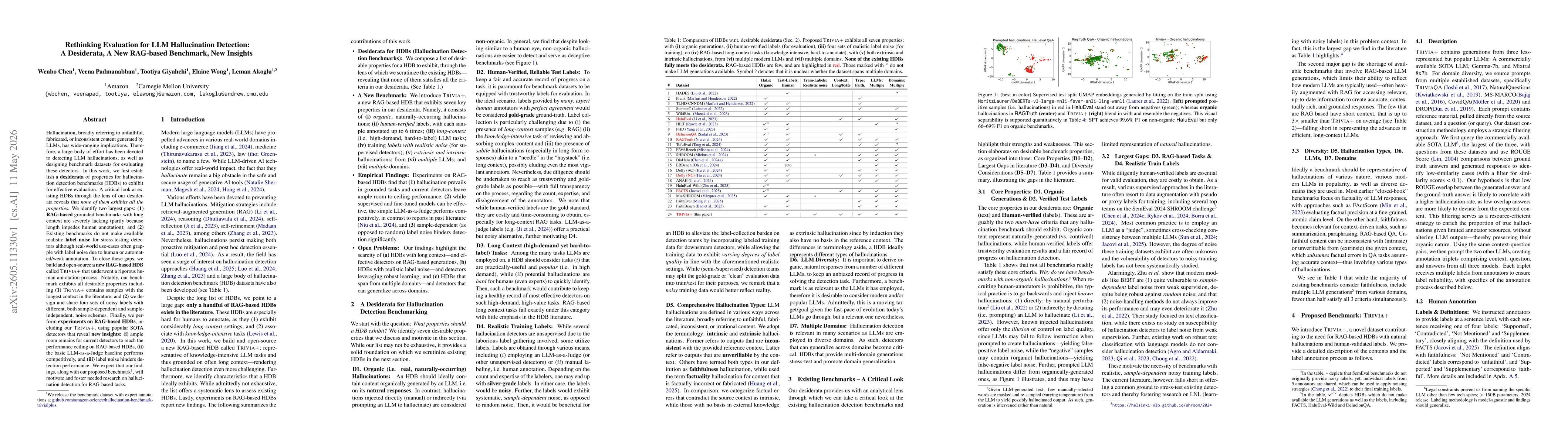 Thumbnail for Rethinking Evaluation for LLM Hallucination Detection: A Desiderata, A New RAG-based Benchmark, New Insights