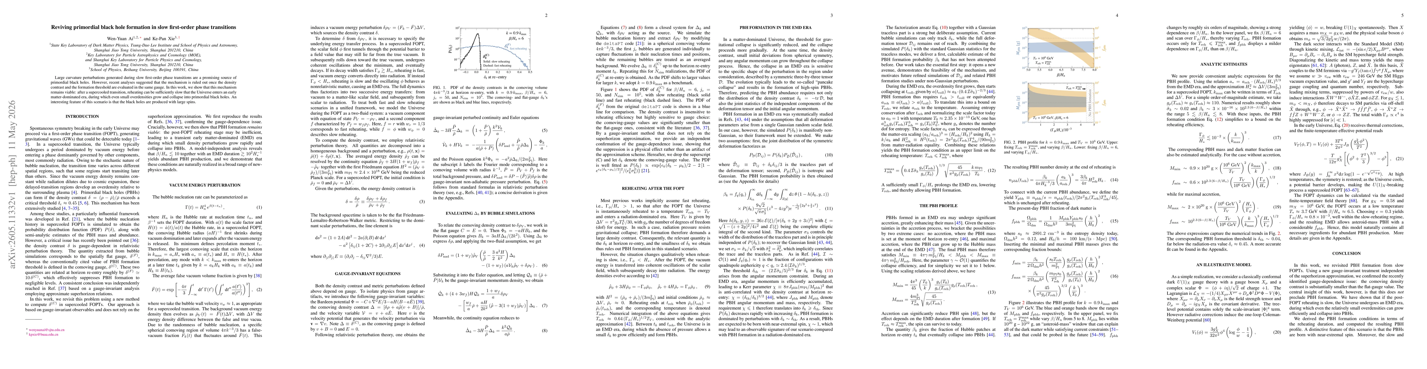Thumbnail for Reviving primordial black hole formation in slow first-order phase transitions