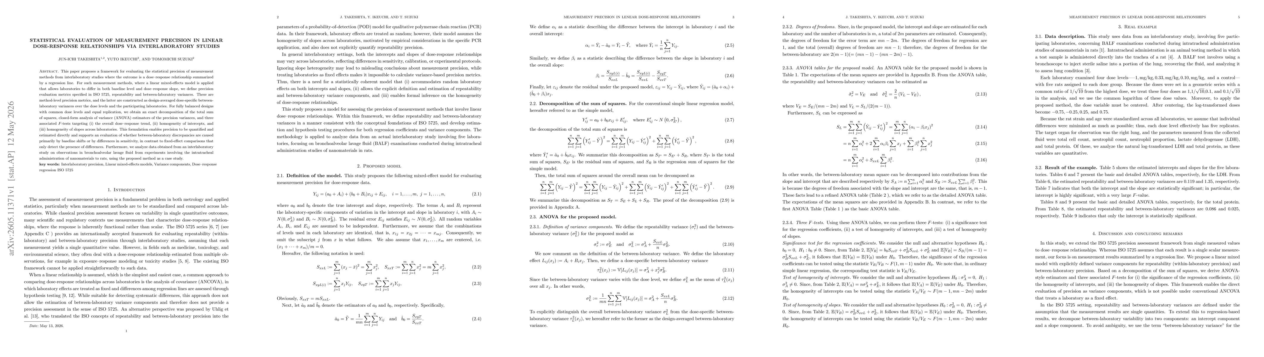 Thumbnail for Statistical evaluation of measurement precision in linear dose-response relationships via interlaboratory studies