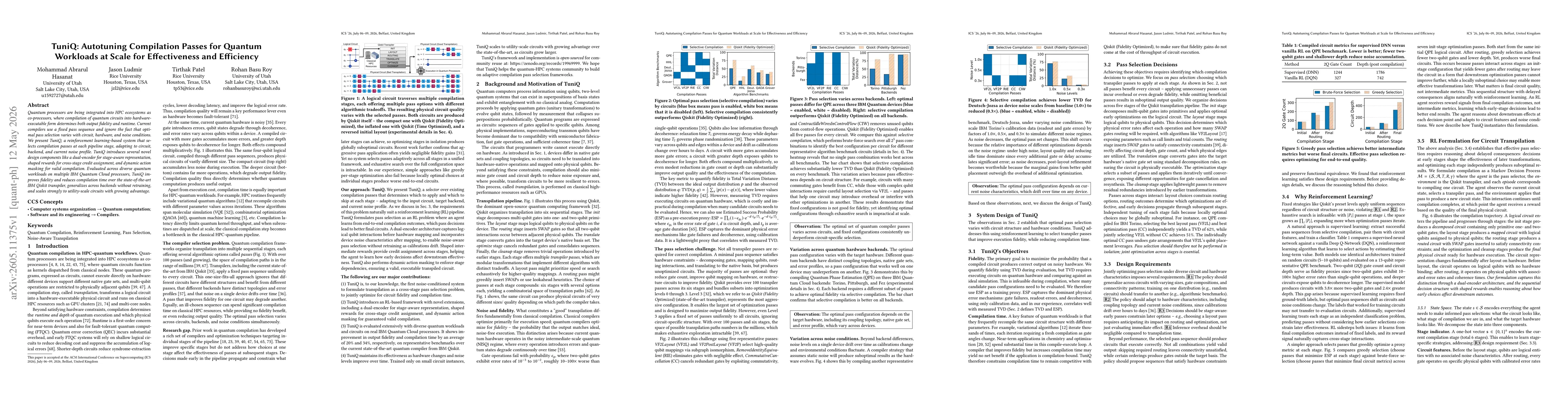 Thumbnail for TuniQ: Autotuning Compilation Passes for Quantum Workloads at Scale for Effectiveness and Efficiency