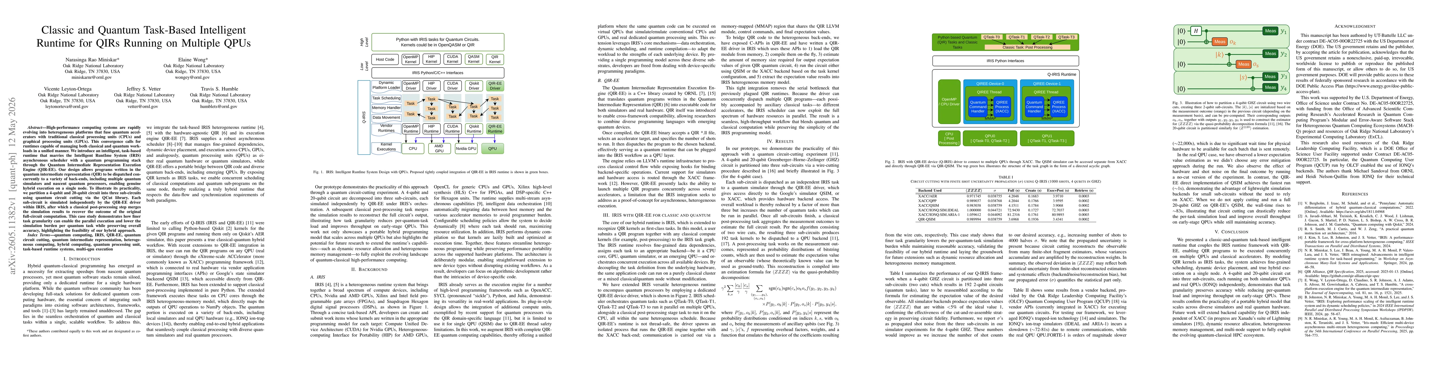 Thumbnail for Classic and Quantum Task-Based Intelligent Runtime for QIRs Running on Multiple QPUs