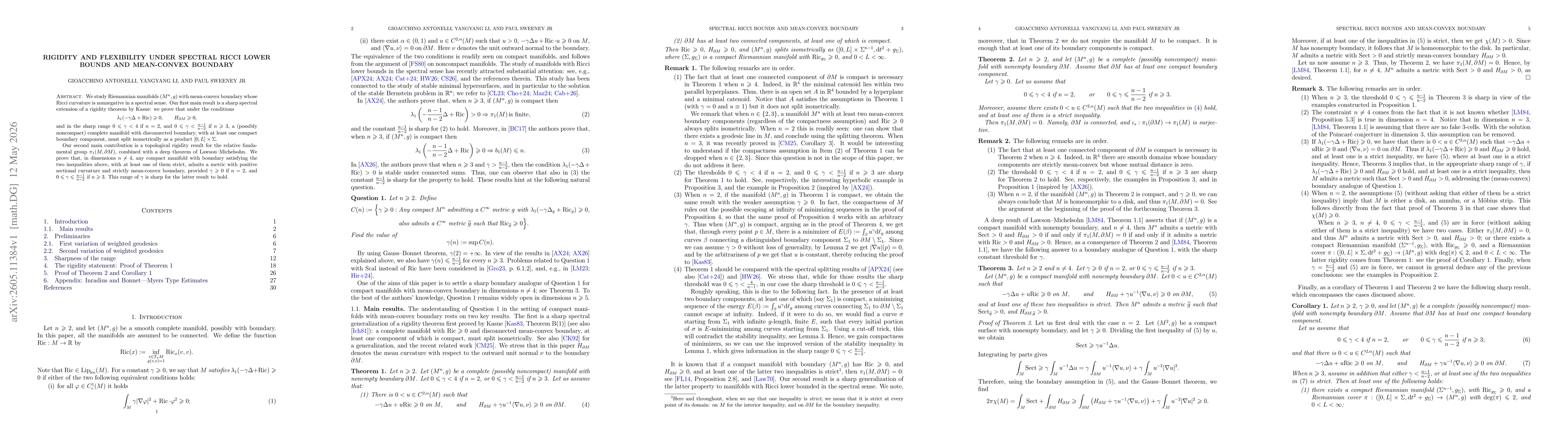 Thumbnail for Rigidity and flexibility under spectral Ricci lower bounds and mean-convex boundary