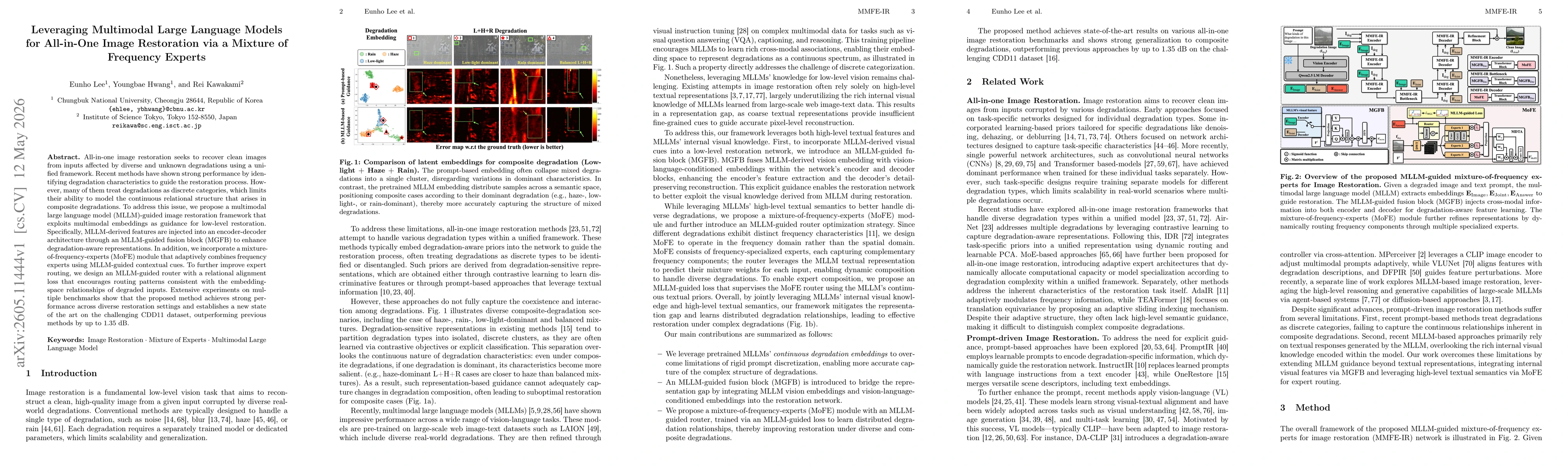Thumbnail for Leveraging Multimodal Large Language Models for All-in-One Image Restoration via a Mixture of Frequency Experts