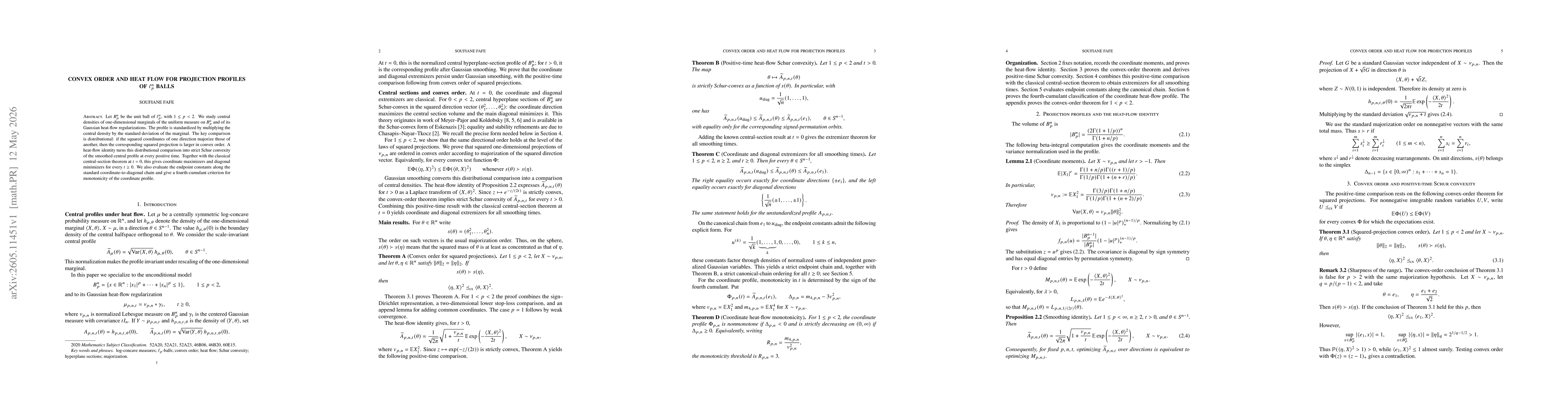 Thumbnail for Convex order and heat flow for projection profiles of $\ell_p^n$ balls