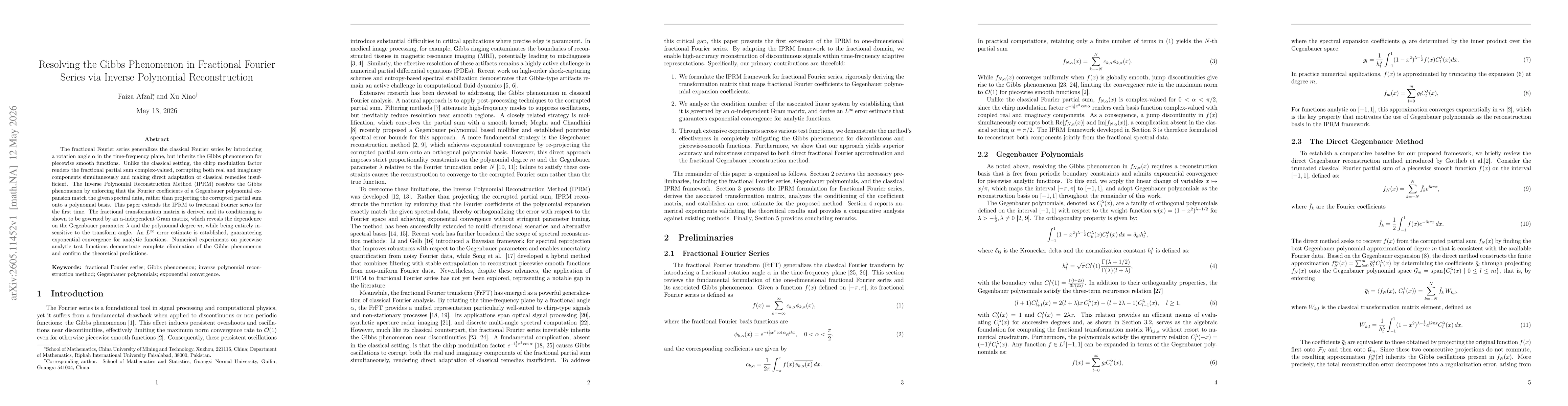 Thumbnail for Resolving the Gibbs Phenomenon in Fractional Fourier Series via Inverse Polynomial Reconstruction