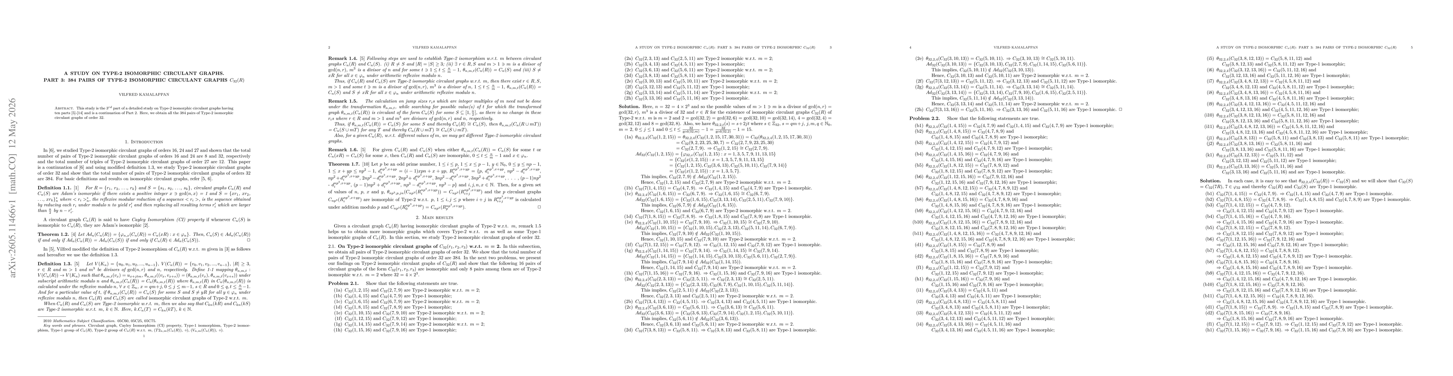 Thumbnail for A study on Type-2 isomorphic circulant graphs. Part 3: 384 pairs of Type-2 isomorphic circulant graphs $C_{32}(R)$