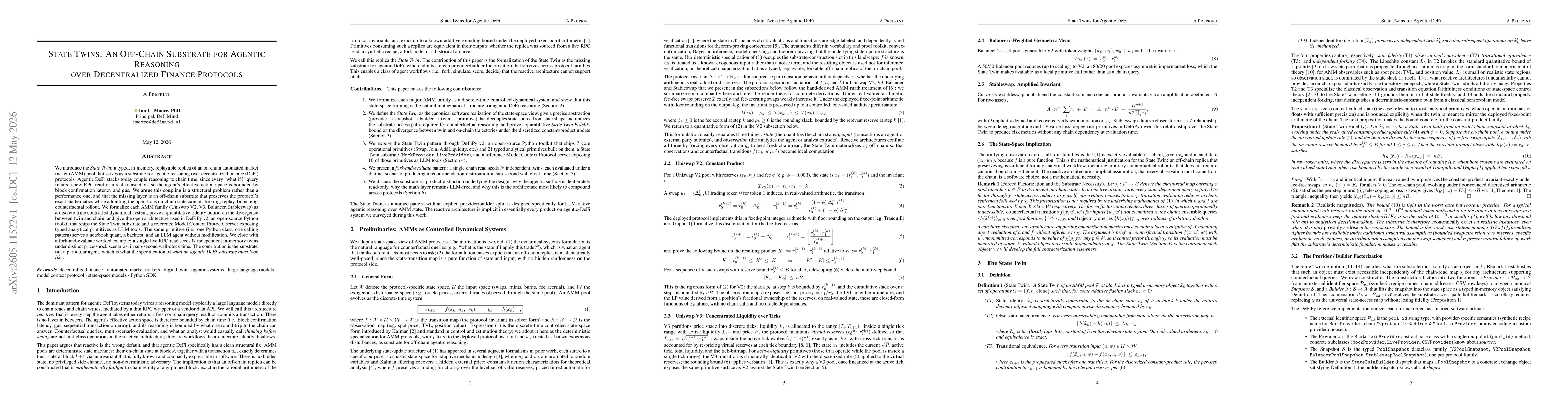 Thumbnail for State Twins: An Off-Chain Substrate for Agentic Reasoning over Decentralized Finance Protocols