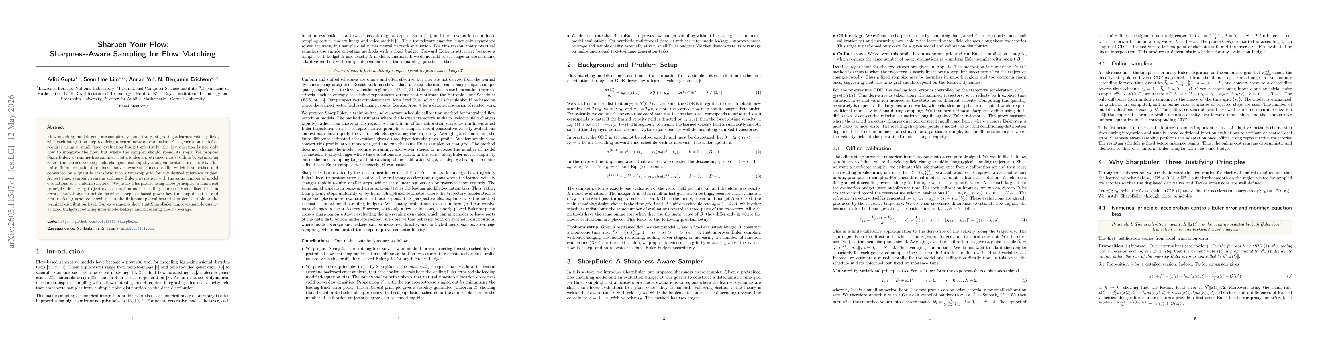 Thumbnail for Sharpen Your Flow: Sharpness-Aware Sampling for Flow Matching