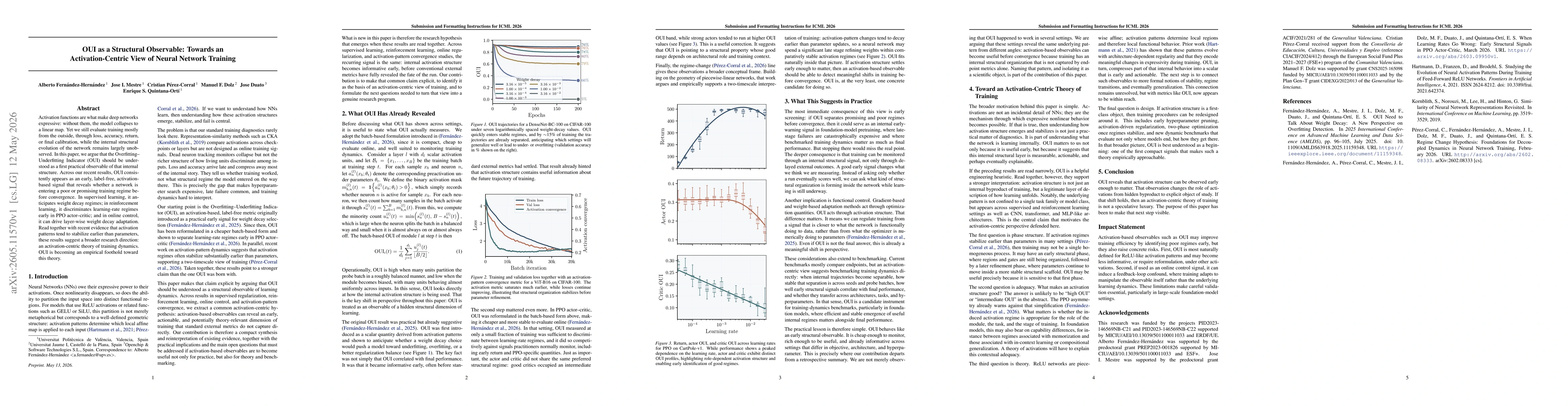 Thumbnail for OUI as a Structural Observable: Towards an Activation-Centric View of Neural Network Training