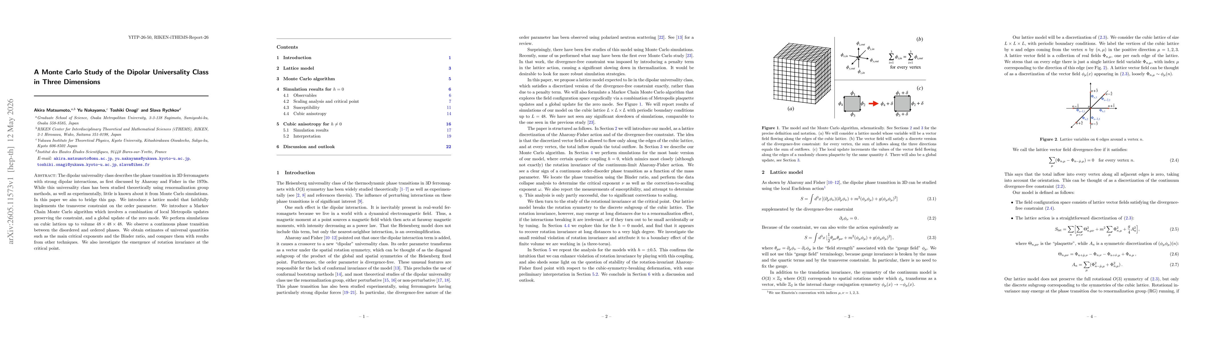 Thumbnail for A Monte Carlo Study of the Dipolar Universality Class in Three Dimensions