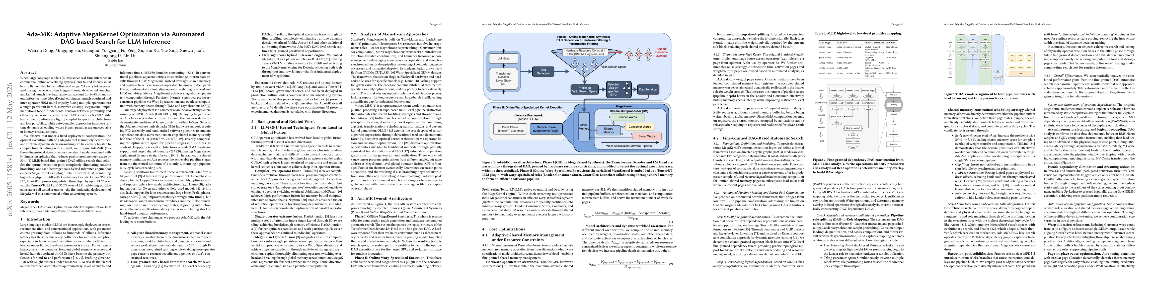 Thumbnail for Ada-MK: Adaptive MegaKernel Optimization via Automated DAG-based Search for LLM Inference