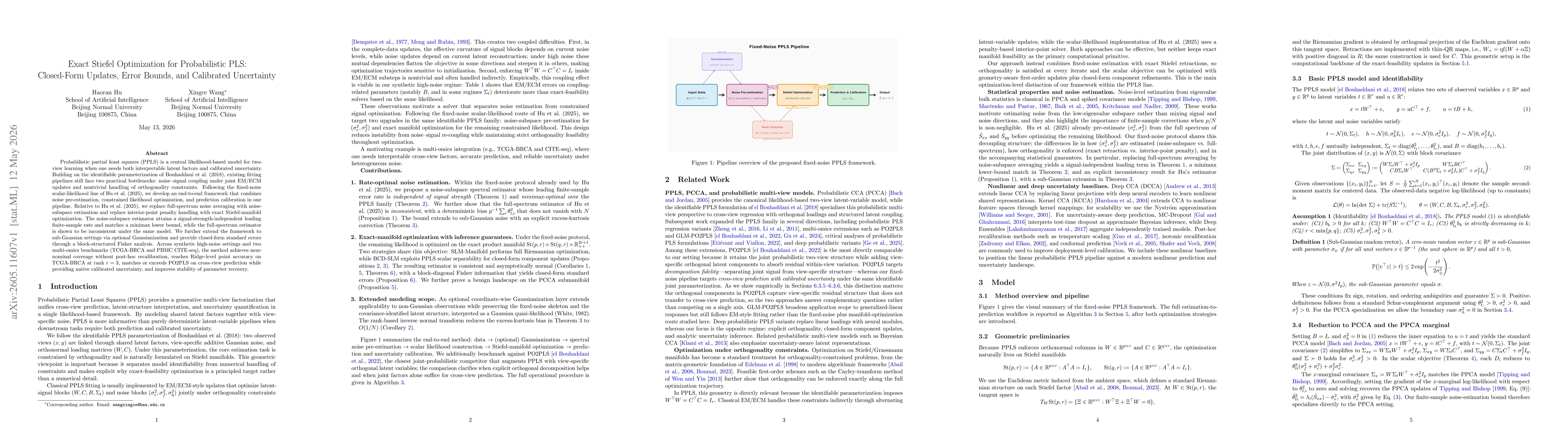 Thumbnail for Exact Stiefel Optimization for Probabilistic PLS: Closed-Form Updates, Error Bounds, and Calibrated Uncertainty