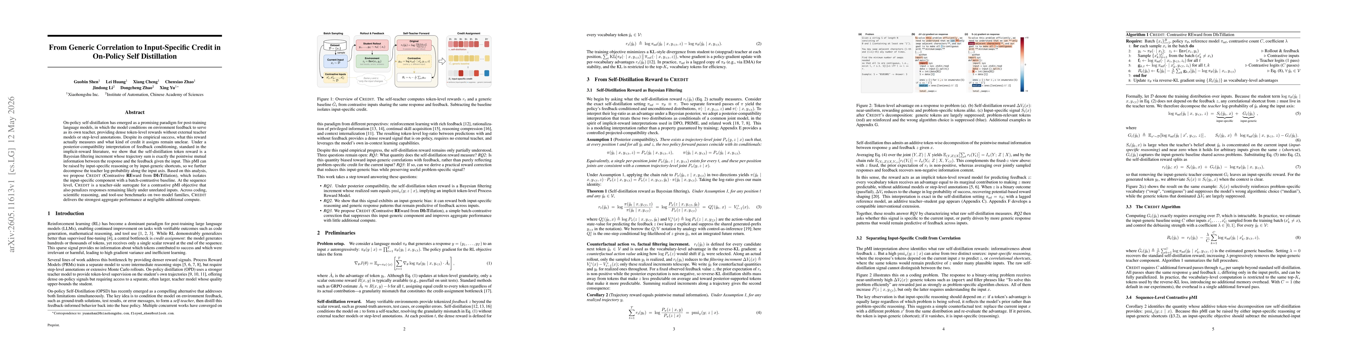 Thumbnail for From Generic Correlation to Input-Specific Credit in On-Policy Self Distillation