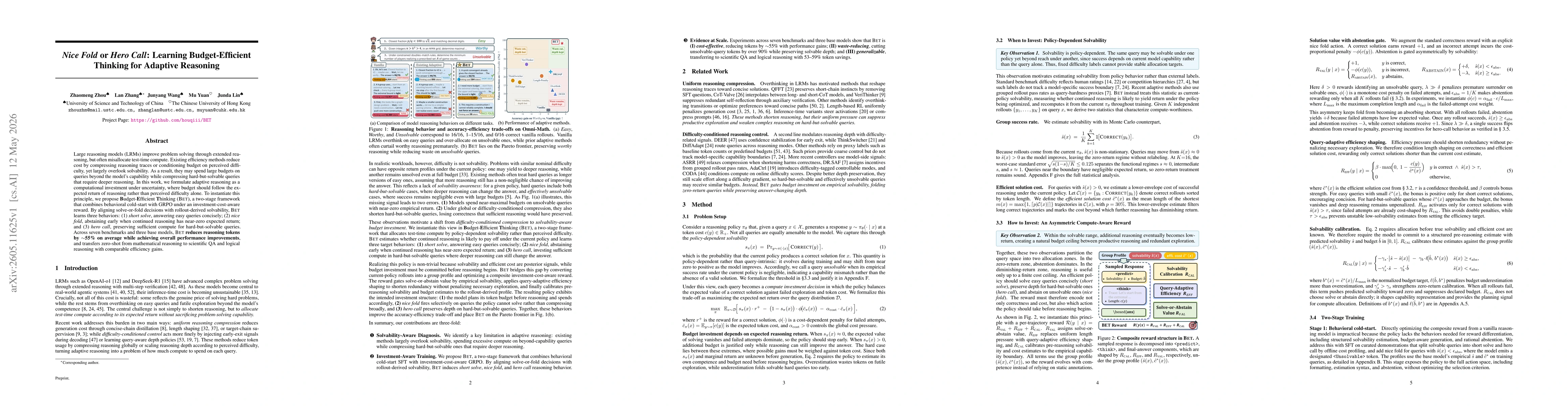 Thumbnail for Nice Fold or Hero Call: Learning Budget-Efficient Thinking for Adaptive Reasoning