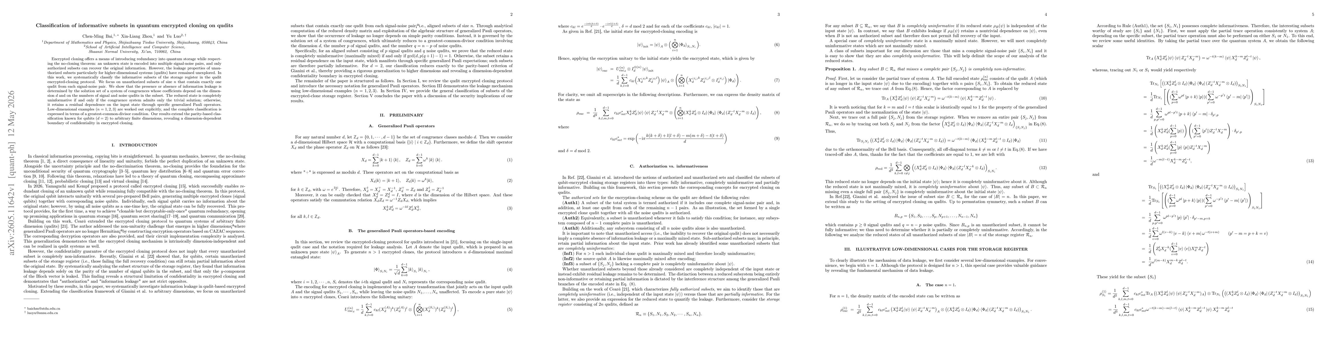 Thumbnail for Classification of informative subsets in quantum encrypted cloning on qudits