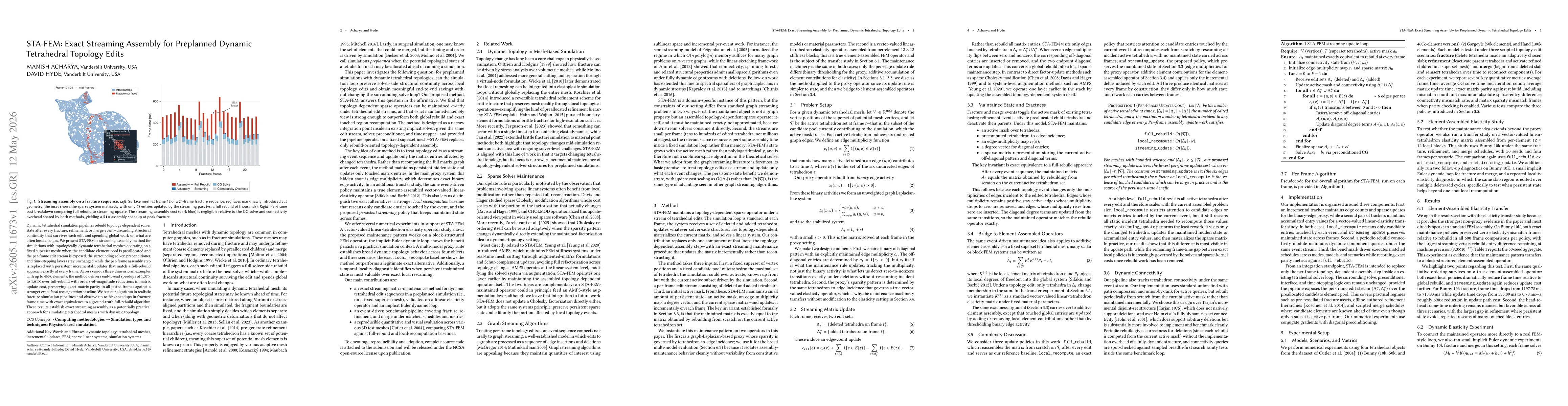 Thumbnail for STA-FEM: Exact Streaming Assembly for Preplanned Dynamic Tetrahedral Topology Edits