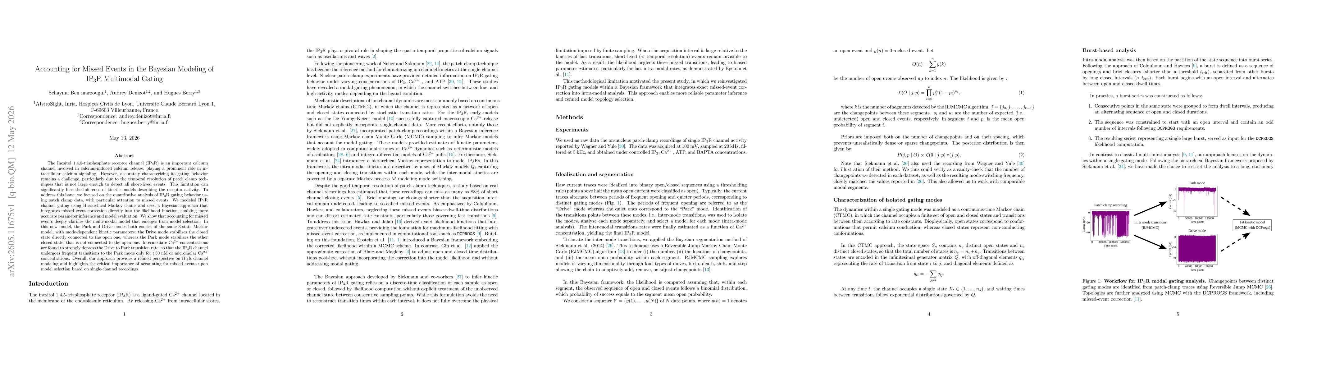Thumbnail for Accounting for Missed Events in the Bayesian Modeling of IP3R Multimodal Gating