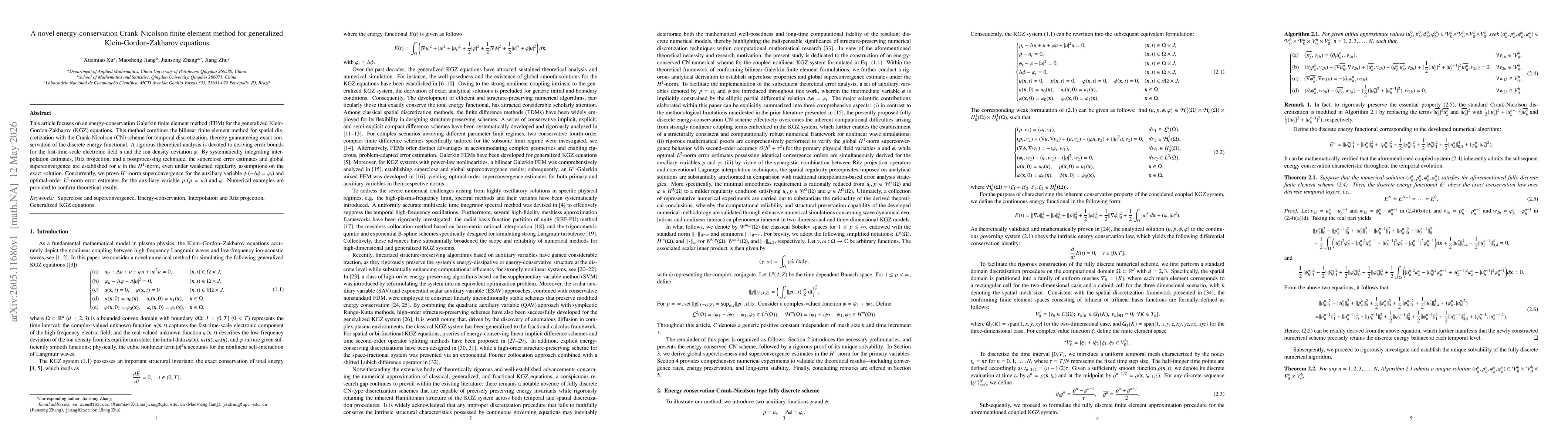 Thumbnail for A novel energy-conservation Crank-Nicolson finite element method for generalized Klein-Gordon-Zakharov equations
