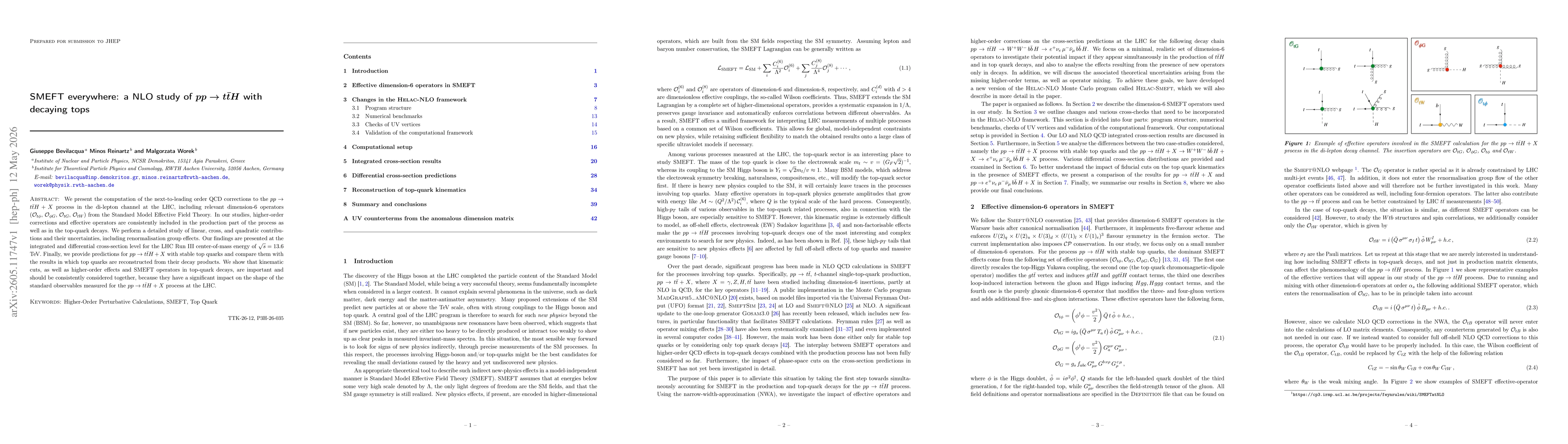 Thumbnail for SMEFT everywhere: a NLO study of $\boldsymbol{pp \to t\bar{t}H}$ with decaying tops