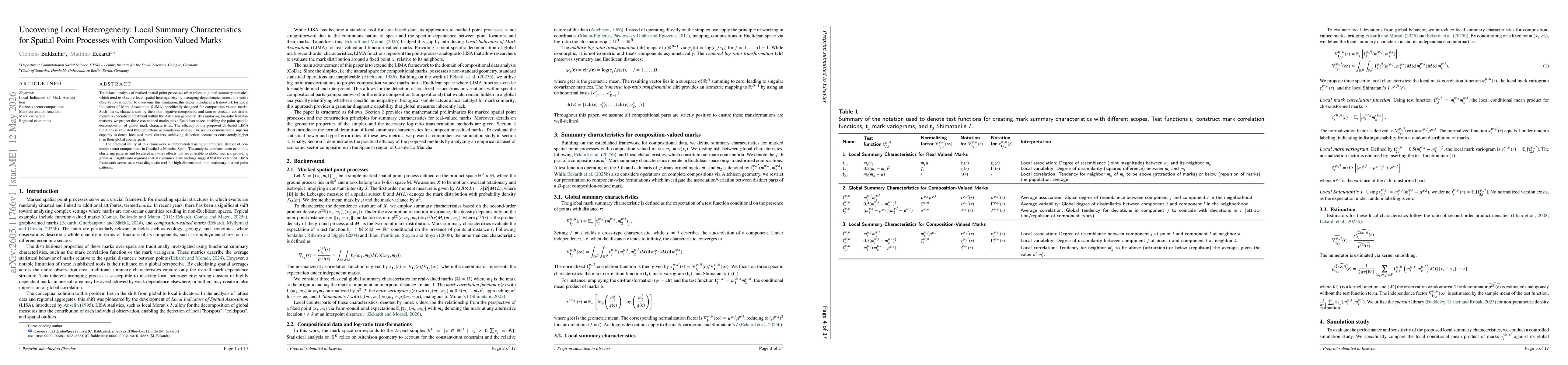 Thumbnail for Uncovering Local Heterogeneity: Local Summary Characteristics for Spatial Point Processes with Composition-Valued Marks