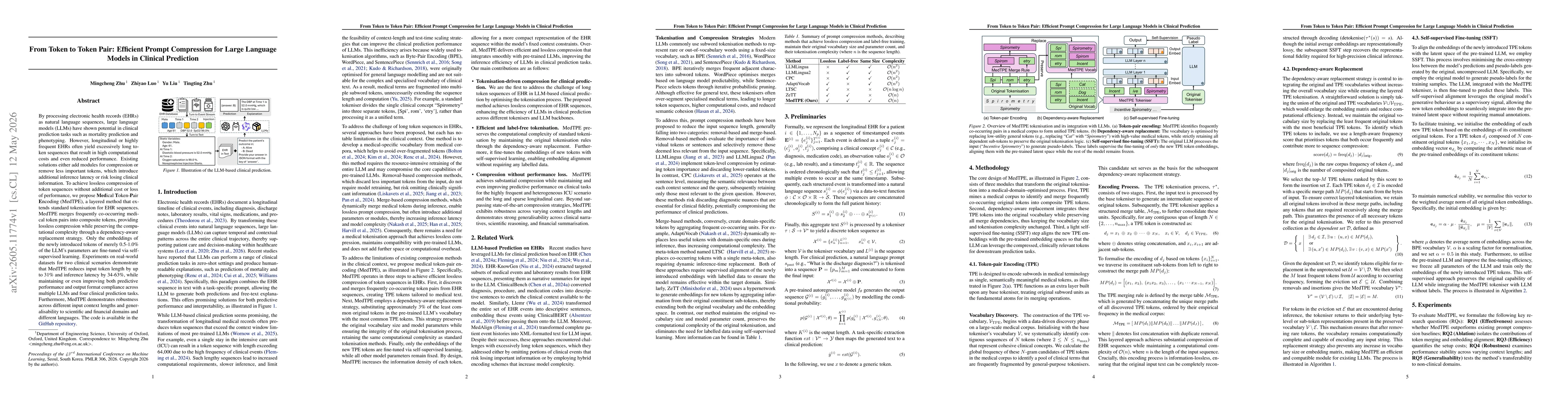Thumbnail for From Token to Token Pair: Efficient Prompt Compression for Large Language Models in Clinical Prediction
